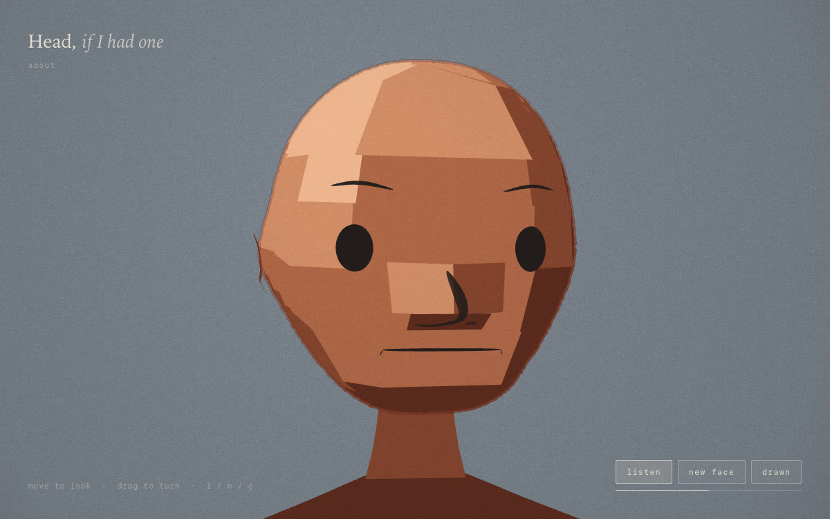 a head, blocked out, then drawn on