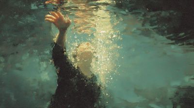 Breathers cover — a figure reaching upward through water toward the light at the surface