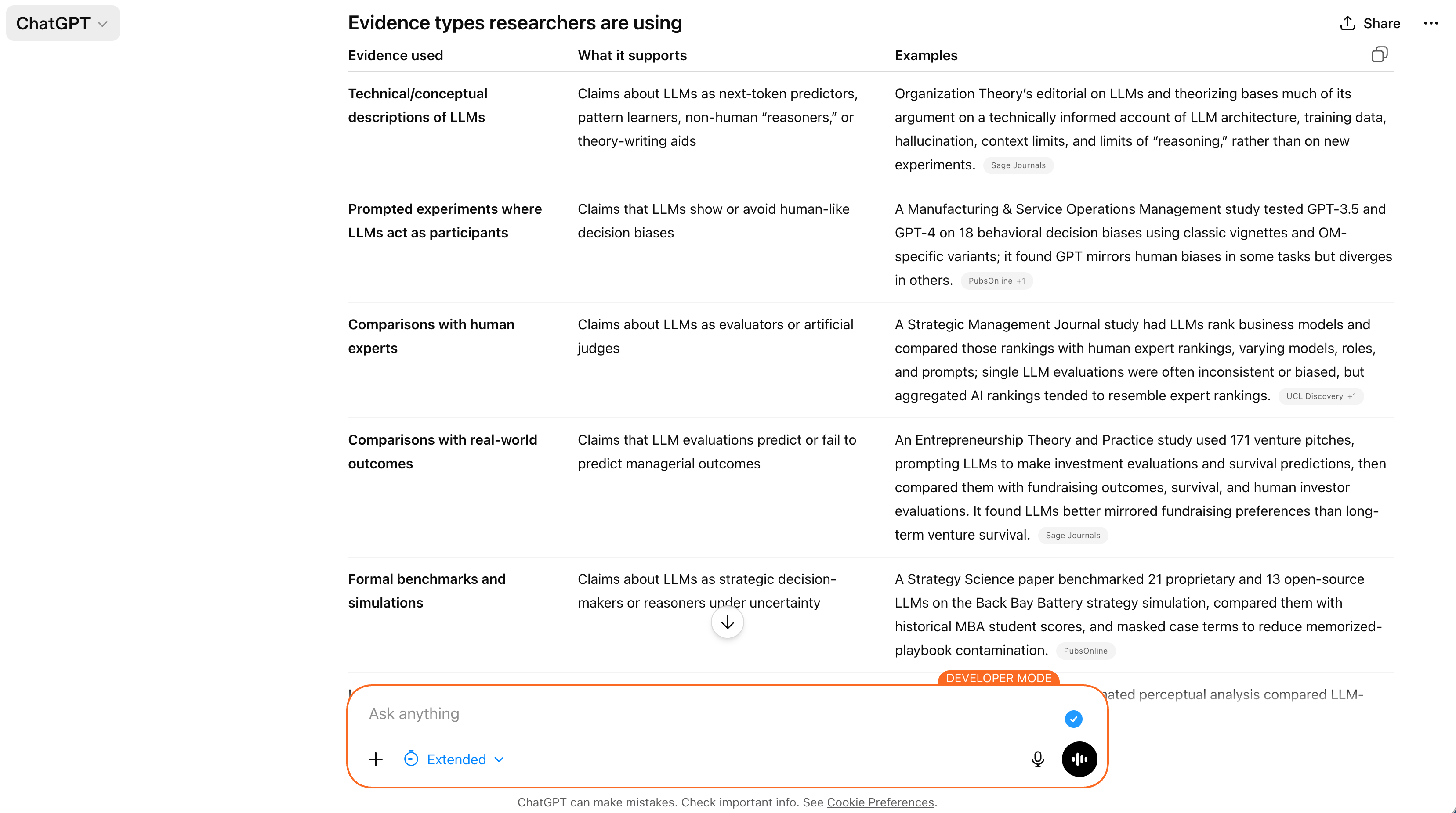 ChatGPT · Configuration 01 conversation