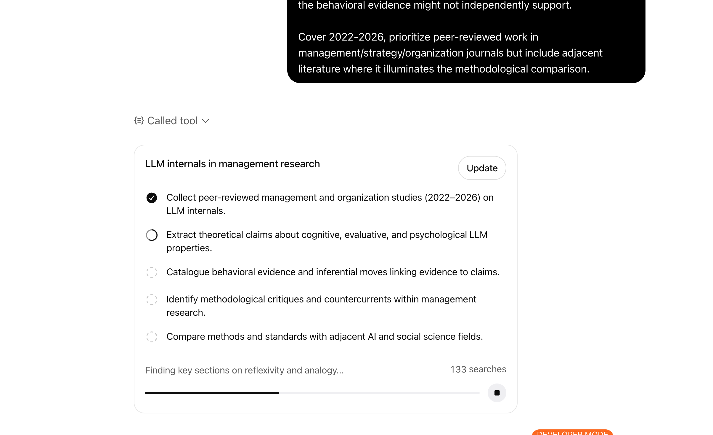 ChatGPT · Deep Research run